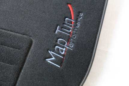 Juego de alfombras textil gris MapTun para saab 9.3 2008-2012 (excepto convertible) Esteras de suelo y de coffre