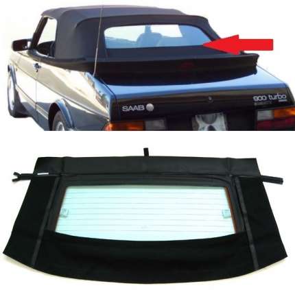 Rear window for SAAB 900 Classic convertible (BLACK) Convertible Top