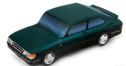 Cojín decorativo con forma de Saab 900 verde Regalos: libros, miniaturas SAAB...
