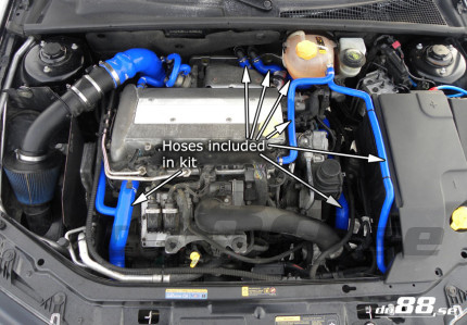 Mangueras silicona de enfriamiento saab 9.3 2.0T 2003-2011 (azules) Motor