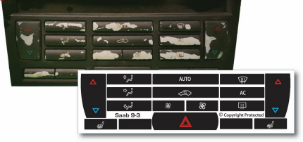 Replacement control buttons kit for air conditioning for saab 9.3 2003-07 Air conditioning